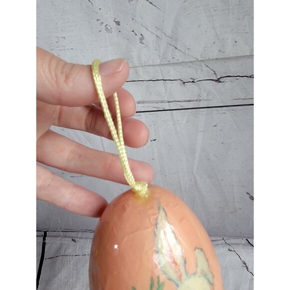 Decopage paper mache Egg Ornament Bunny With Eggs - Picture 4 of 7